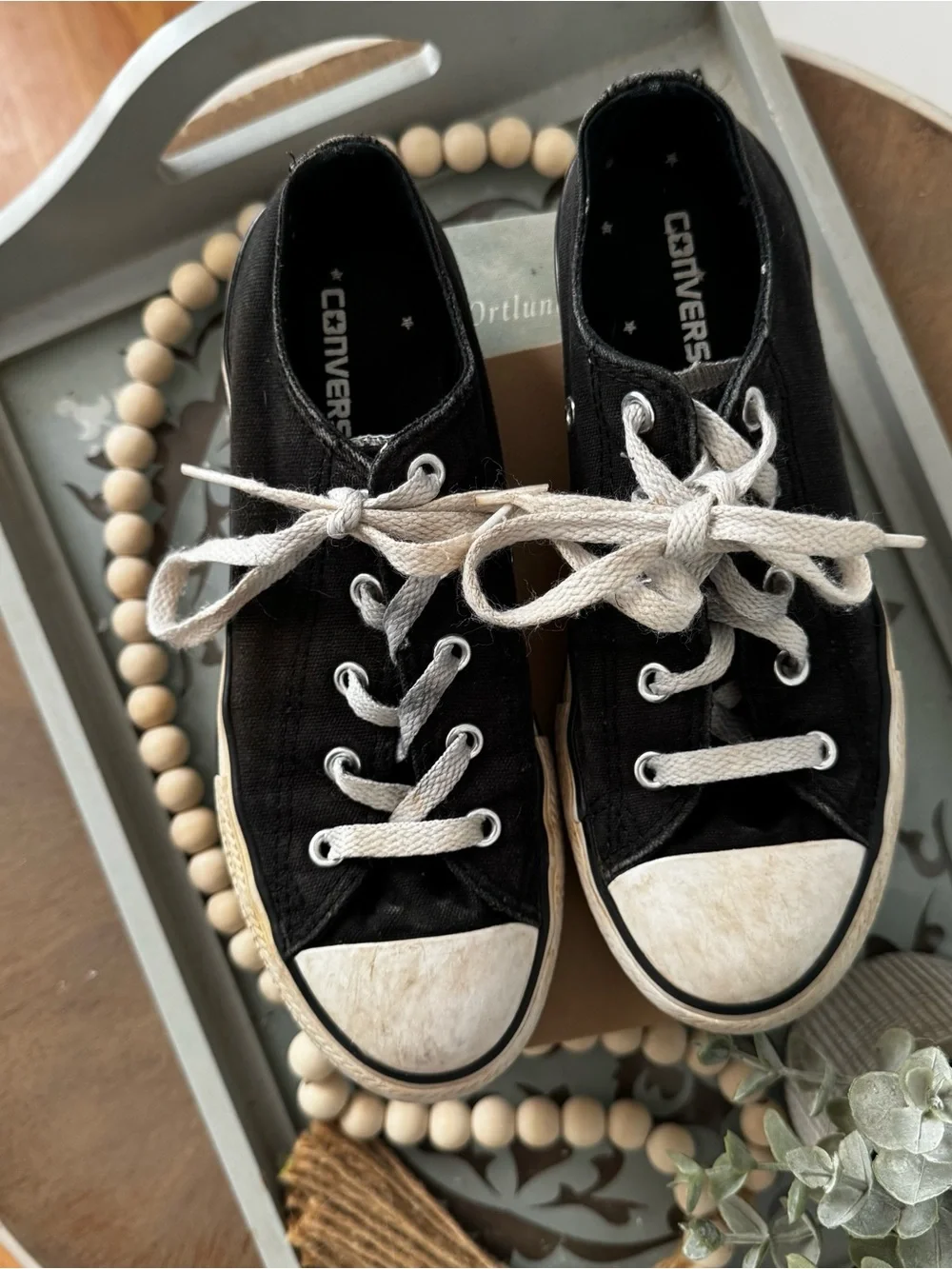 Converse Black Low-Top Kids Sneakers with White Accents